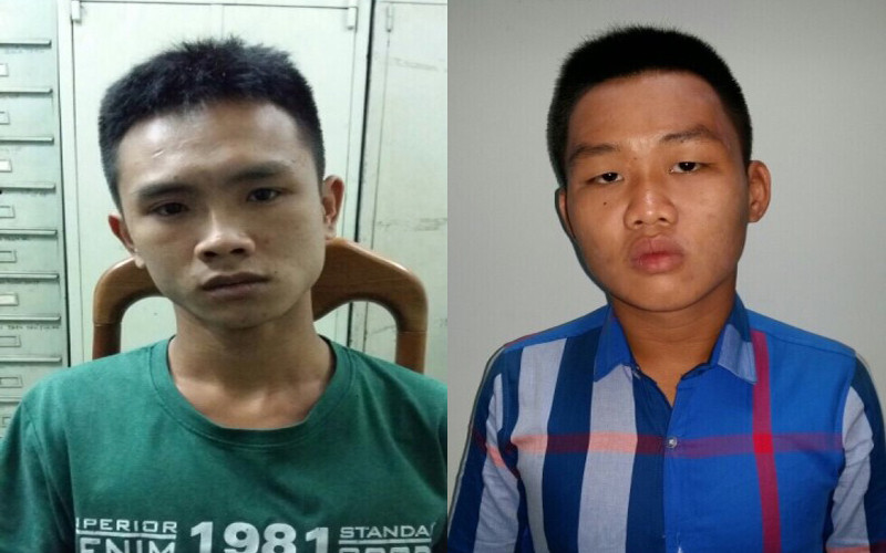 Hai nghi can bị công an bắt quả tang. Ảnh: CA.
