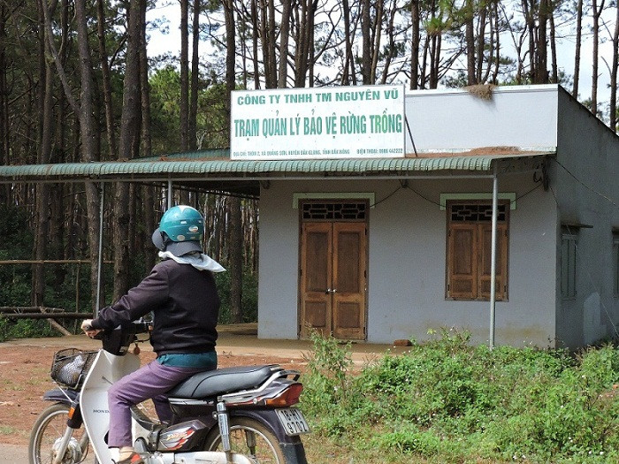 Trạm quản lý bảo vệ rừng trồng của Cty Nguyên Vũ bên QL 28, thuộc xã Quảng Sơn luôn khóa trái cửa