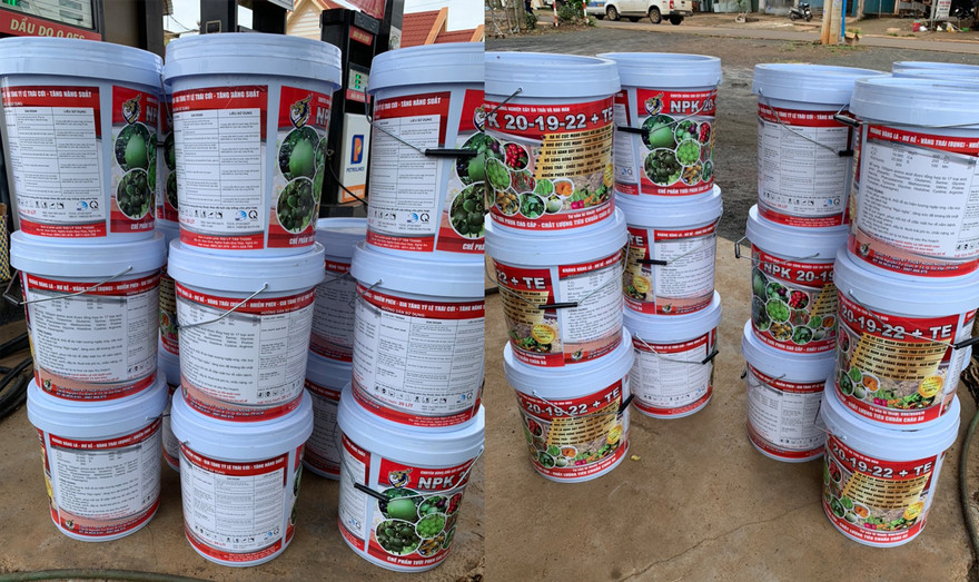 Hiện trường cơ quan chức năng phát hiện 20 thùng phân bón giả 