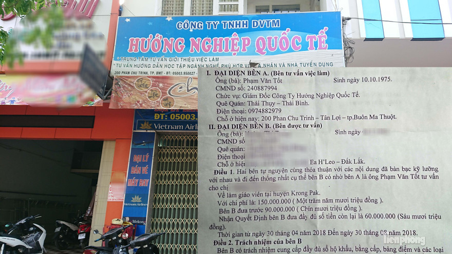 Trụ sở của Cty Hướng Nghiệp và hợp đồng lo việc giá 150 triệu