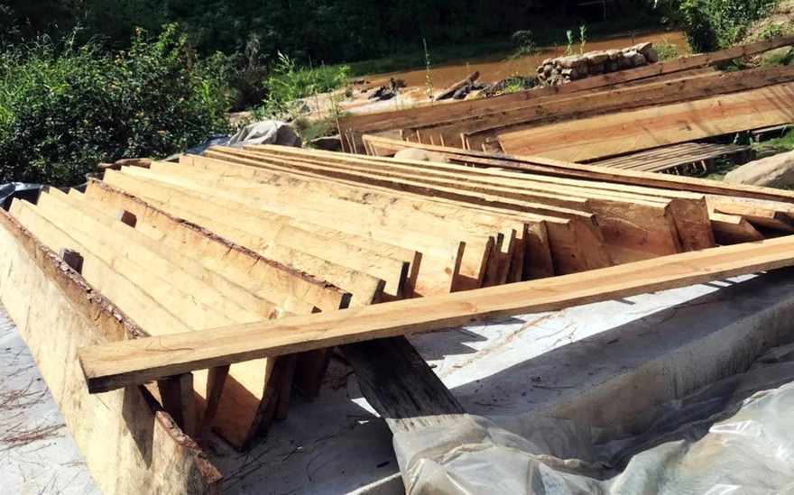 Hiện trường vụ táng trữ gỗ trái phép ở Đạ Nghịt 