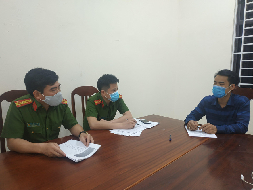 Đối tượng tại cơ quan điều tra. Ảnh Công an Vĩnh Yên