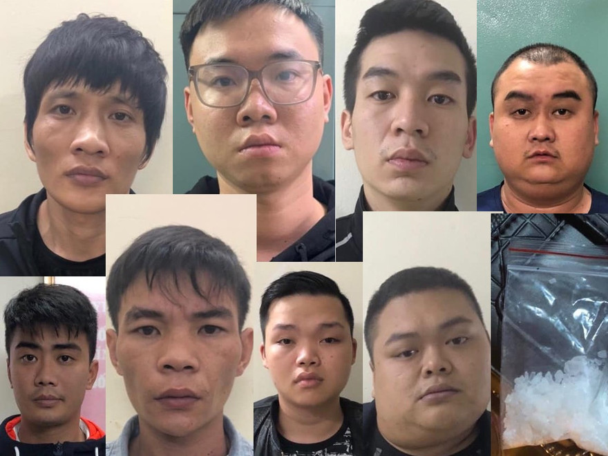 Các đối tượng bị tạm giữ. Ảnh Công an Hà Nội