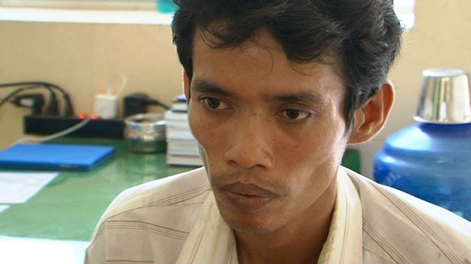 Nghi phạm Nguyễn Văn Tuấn tại cơ quan điều tra.