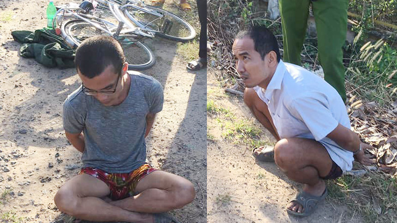 2 phạm nhân trốn trại thời điểm bị cảnh sát bắt giữ. Ảnh: CA