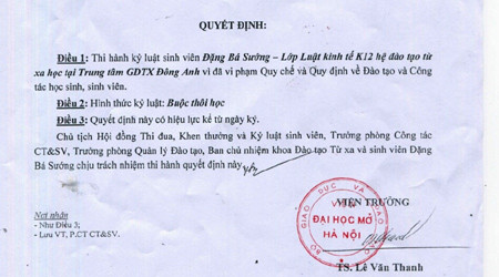 Quyết định buộc thôi học.
