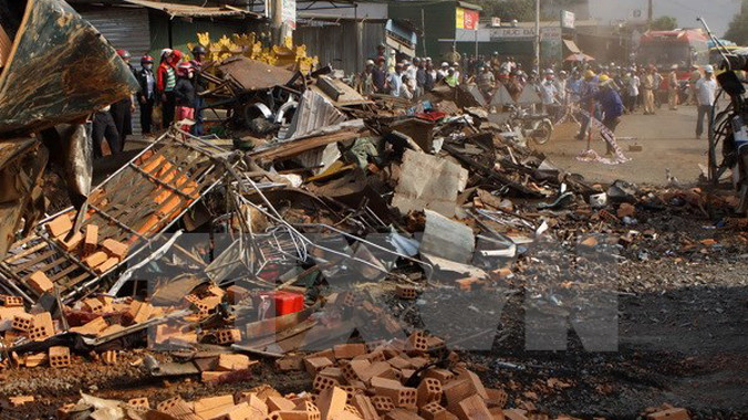 Hiện trường vụ tai nạn. Ảnh: Dương Giang/TTXVN.