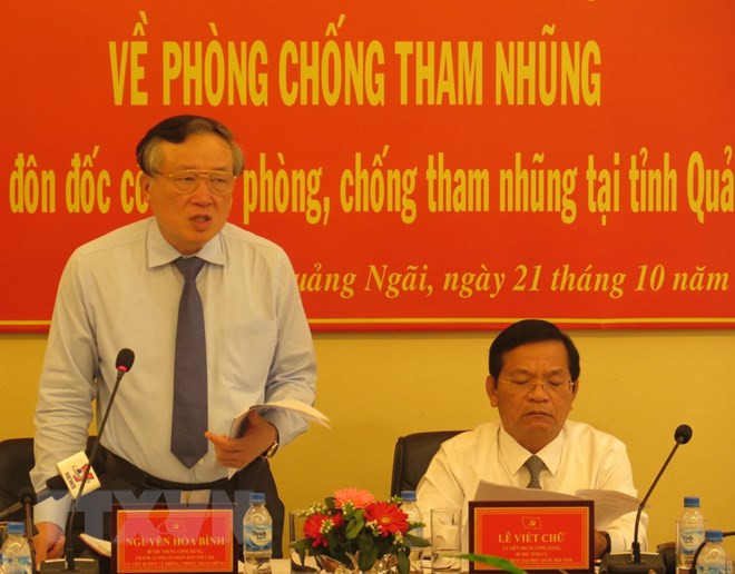 Ông Nguyễn Hòa Bình phát biểu chỉ đạo tại buổi làm việc. (Ảnh: Phước Ngọc/TTXVN)