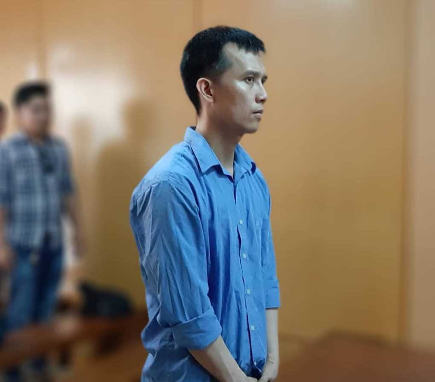 Đoái Phước Thiện tại phiên tòa hôm nay. Ảnh: Tân Châu