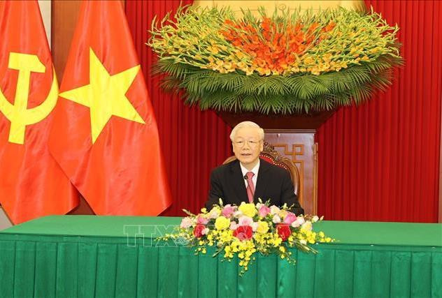 Tổng Bí thư Nguyễn Phú Trọng đã có cuộc điện đàm với đồng chí Miguel Díaz-Canel Bermudez, Bí thư thứ nhất Ban Chấp hành Trung ương Đảng Cộng sản Cuba, Chủ tịch nước Cộng hòa Cuba. Ảnh TTXVN