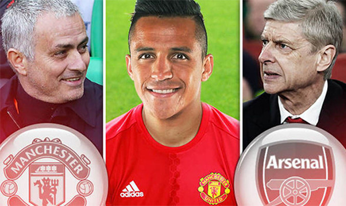 Alexis trở thành mục tiêu săn đuổi của Man Utd khi Arsenal không đáp ứng yêu cầu về lương của anh. Ảnh: Express.