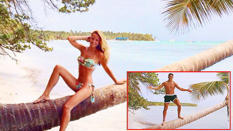 Hai hình ảnh cho thấy Sanchez và Laia xả hơi cùng một chỗ với nhau.