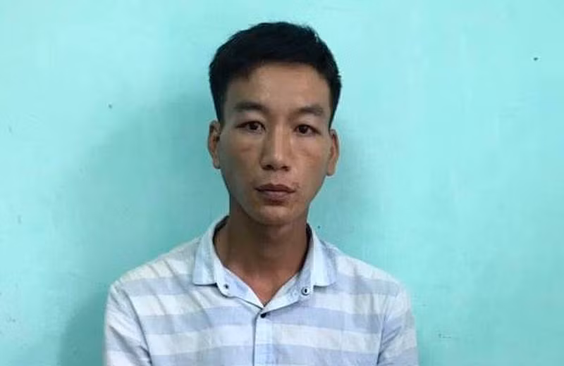 Đối tượng Kiên tại cơ quan công an.