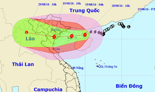 Vị trí và dự báo đường đi của bão số 3. Nguồn: Trung tâm dự báo khí tượng thủy văn Trung ương.