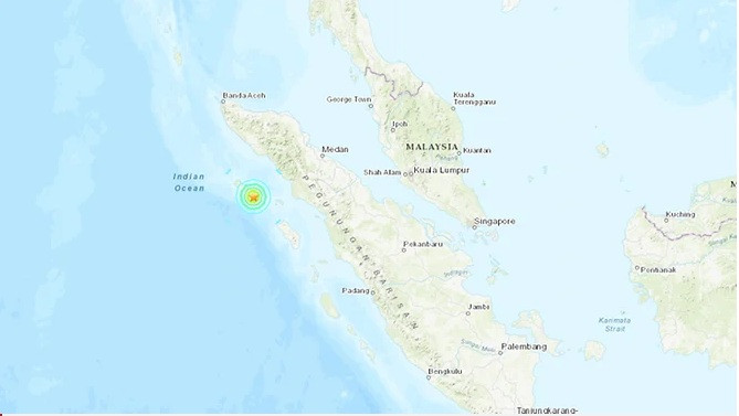 Vị trí được xác định là tâm chấn. (Ảnh: USGS)