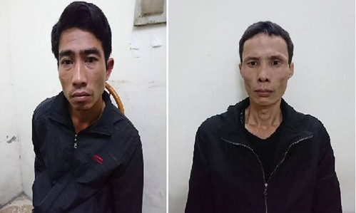 Liên (trái) và Cường tại trụ sở công an