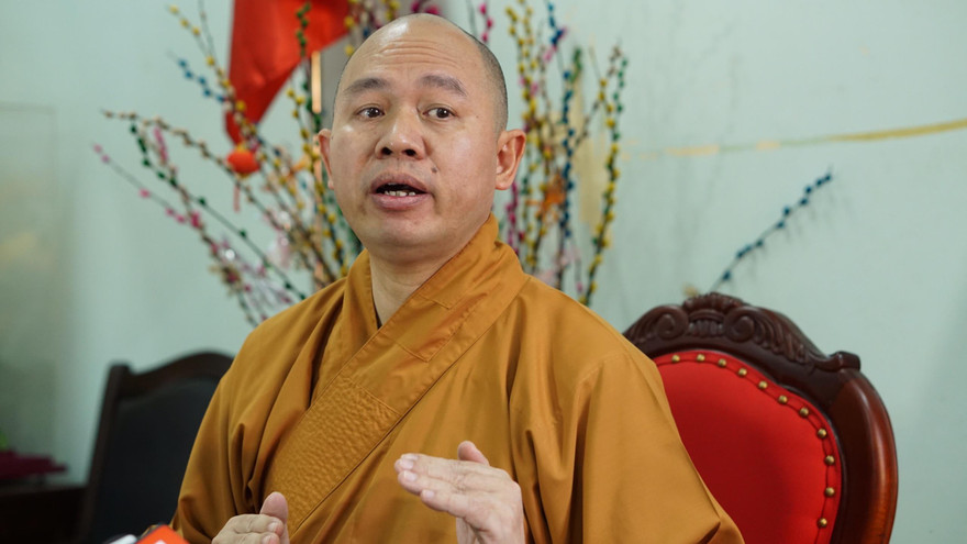 Thượng tọa Thích Đức Thiện nói về sự việc chùa Ba Vàng truyền bá vong báo oán. Ảnh: Nguyên Khánh