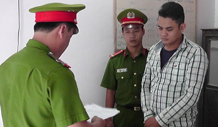 Đối tượng Sang tại cơ quan công an