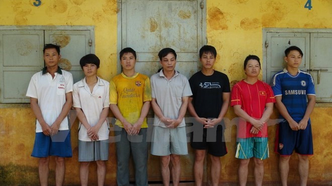 7 đối tượng tại cơ quan điều tra hôm 17/9. Ảnh: Đậu Tất Thành/Vietnam+