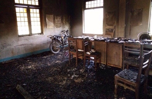 Hiện trường vụ phóng hỏa. Ảnh: Công lý