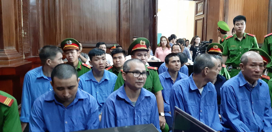 Các bị cáo tại phiên tòa. Ảnh: Tân Châu