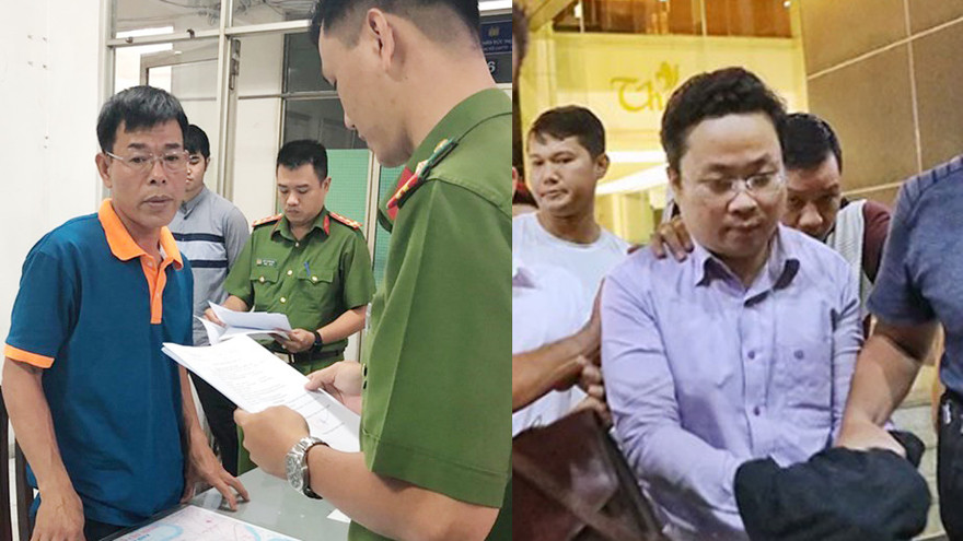 Hai bị can Nguyễn Hải Nam (trái) và Lâm Hoàng Tùng. 