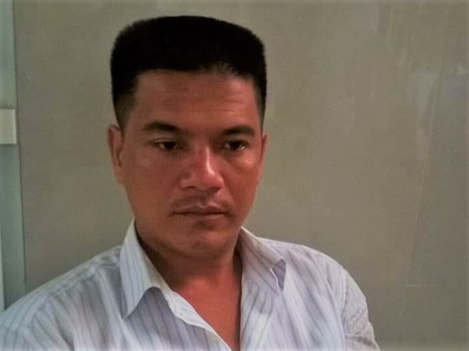 Tài xế Phạm Thành Hiếu tại cơ quan điều tra. Ảnh: Công an cung cấp