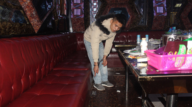 Khương tại hiện trường vụ án. Ảnh: Công an cung cấp