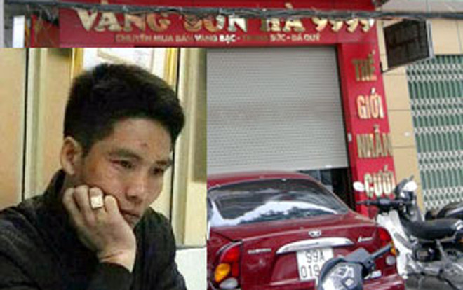 Tiệm vàng Sơn Hà, nơi xảy ra vụ trộm và đối tượng Hùng.