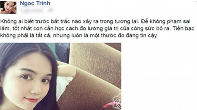 Ngọc Trinh cho rằng, tiền bạc không phải là tất cả nhưng luôn là một thước đo đáng tin cậy.