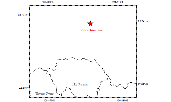 Bản đồ chấn tâm của trận động đất.