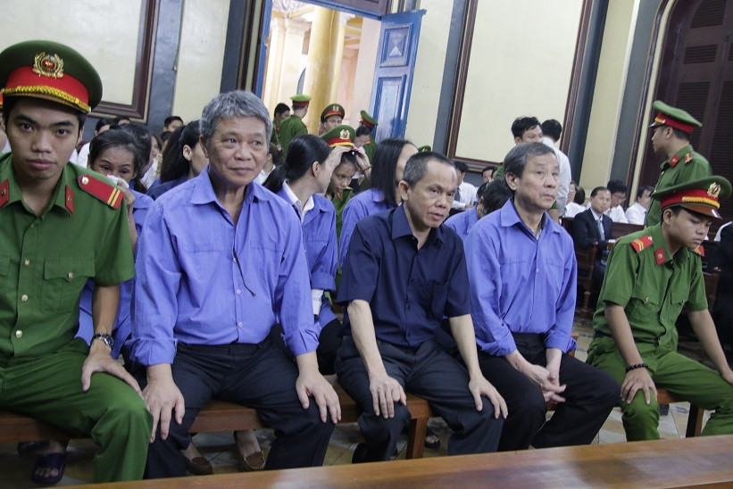 Các bị cáo tại phiên tòa. Ảnh: Tân Châu