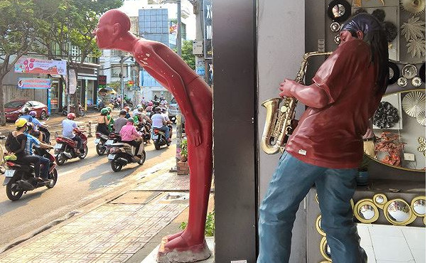 Bất ngờ gặp phiên bản 'Người đàn ông cúi chào' tại TPHCM