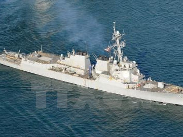 Tàu khu trục USS Lassen của Mỹ, một trong những tàu tham gia hoạt động tuần tra ở Biển Đông.(Nguồn: Kyodo/TTXVN) 