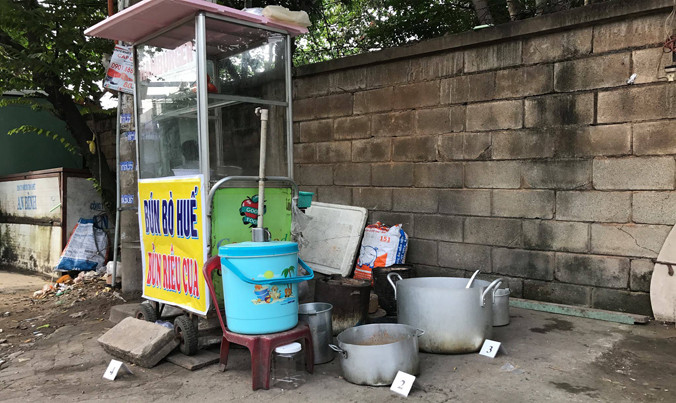 Hiện trường nồi bún riêu bị bà Điệp bỏ thuốc chuột.