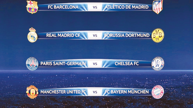  Kết quả bốc thăm tứ kết tối qua (đội xếp trước đá trên sân nhà lượt đi). Ảnh: Getty Images