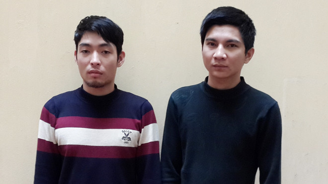 Hai đối tượng Thanh và Cương tại cơ quan điều tra