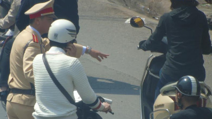 Lực lượng CSGT đang làm nhiệm vụ. Ảnh Xuân Ân.