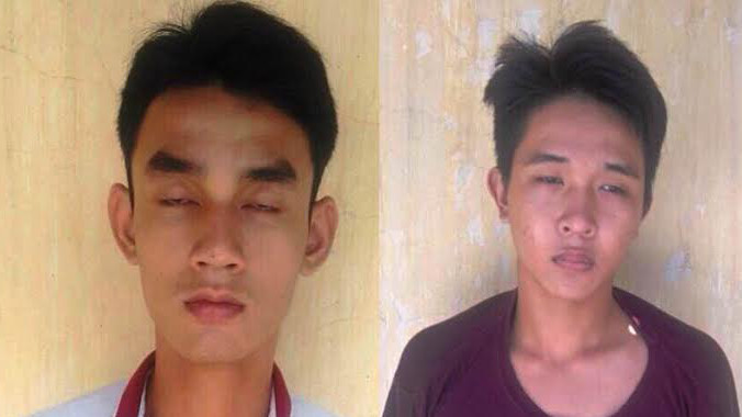 Hai nghi can bị công an bắt giữ. Ảnh CA cung cấp.