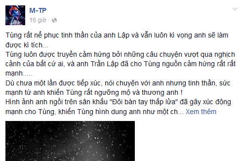 Sơn Tùng mong Trần Lập yên lòng ra đi.