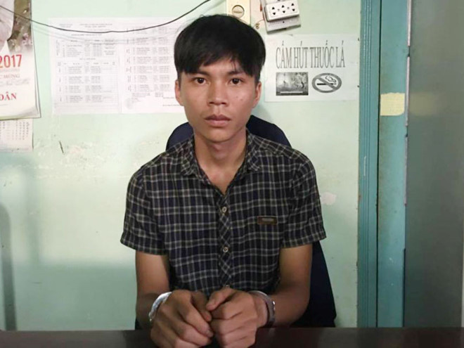 Cường tại cơ quan điều tra. Ảnh: Công an cung cấp