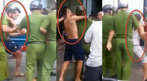 Nhóm thanh niên chống đối cảnh sát. Ảnh cắt từ video