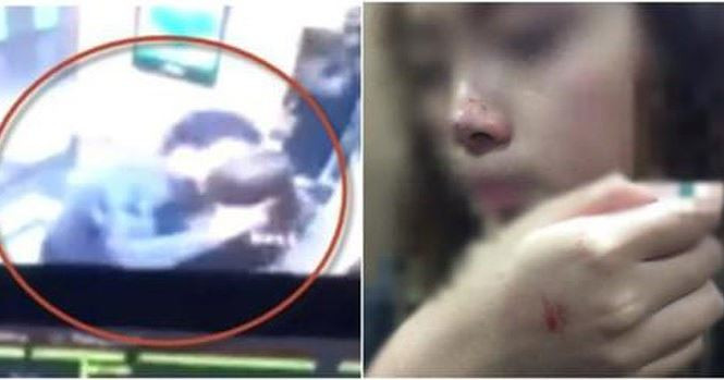 Hình ảnh cô gái bị sàm sỡ trong thang máy và sau khi sự việc xảy ra.