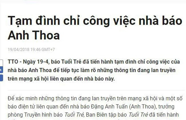 Công an vào cuộc vụ nữ CTV báo Tuổi Trẻ tố bị xâm hại
