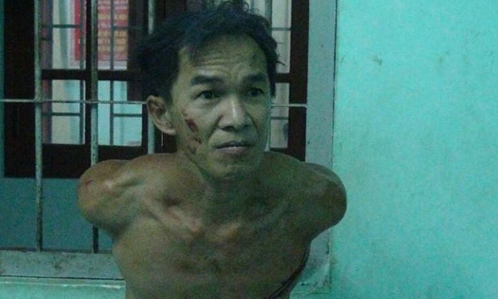 Nghi phạm Tâm tại cơ quan công an