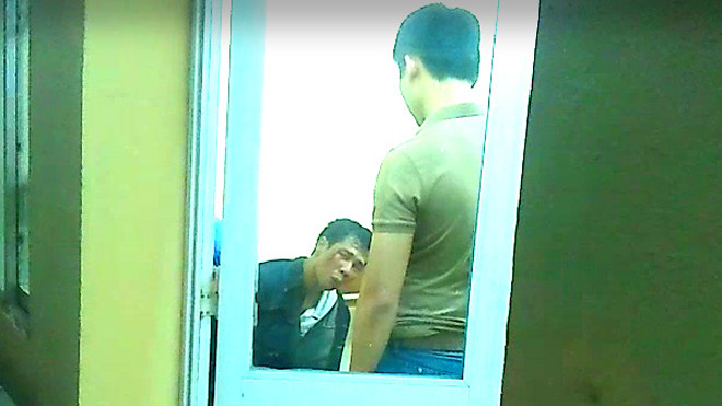 Đối tượng Sơn tại trụ sở Công an phường Thịnh Quang tối 10/4