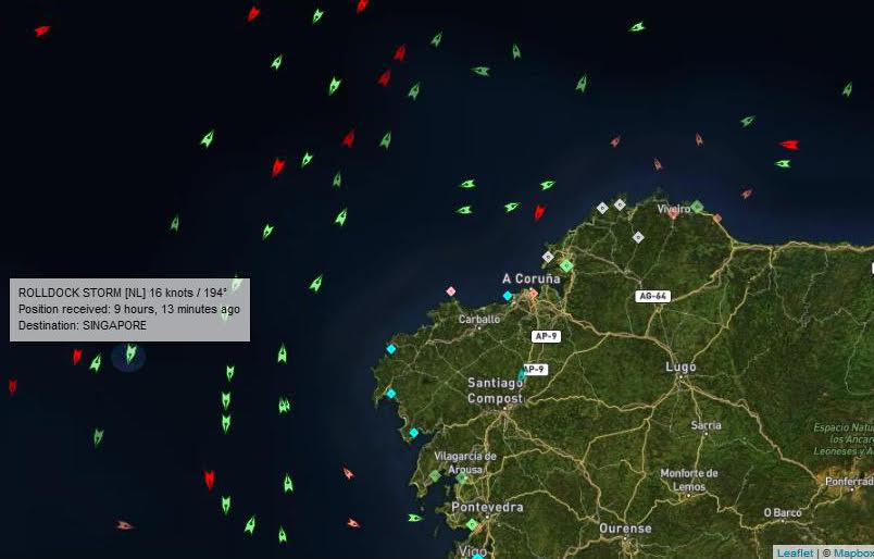 Vị trí tàu Rolldock Storm lúc 14h ngày 17/12.