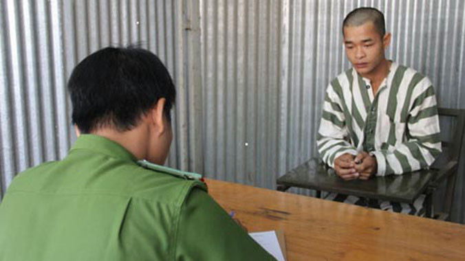 Đối tượng Trần Minh Luân tại cơ quan điều tra.