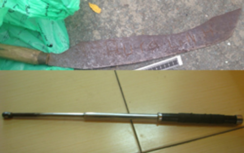 Hung khí gây án của nhóm Giàu. Ảnh: Cửu Long.