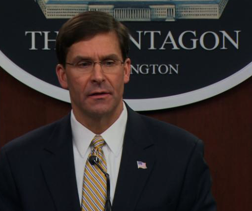 Bộ trưởng Quốc phòng Mỹ Mark Esper trong cuộc họp báo ngày 3/6. (Ảnh: CNN)